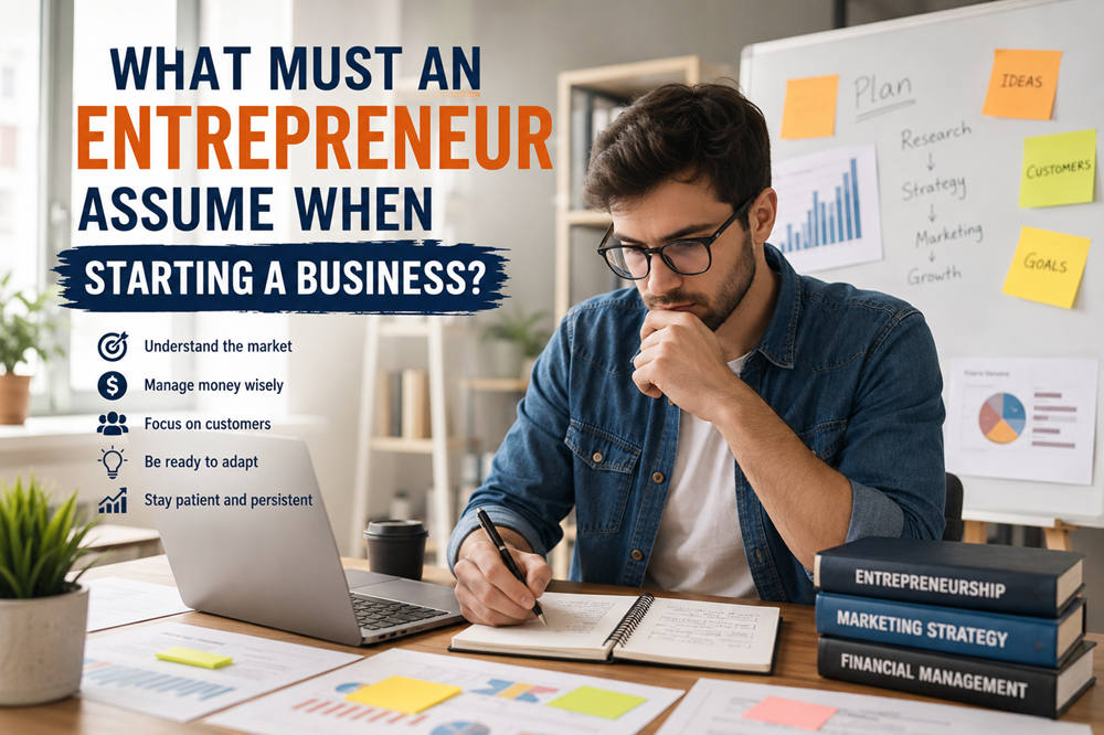 What must an entrepreneur assume when starting a business