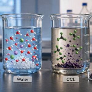 For each solute identify the better solvent water or carbon tetrachloride