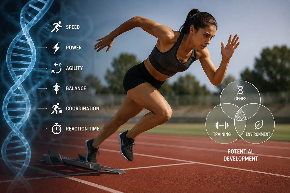 Explain the role that heredity plays in skill related fitness