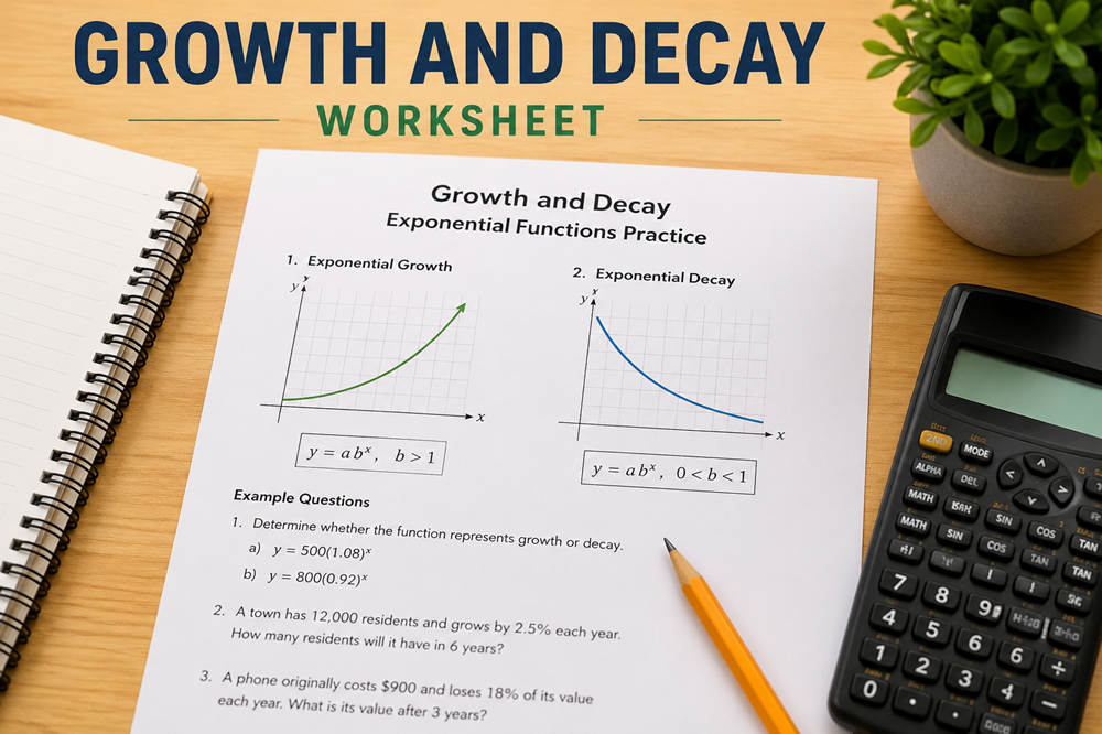 Growth and decay worksheet