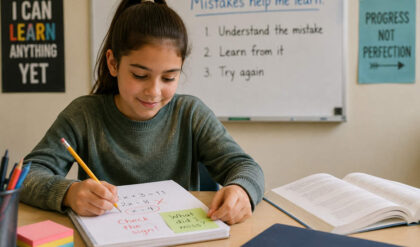 How do students with a growth mindset see their mistakes